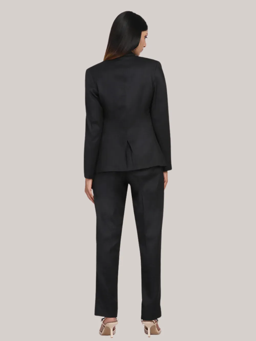 Poly Cotton Pant Suit - Black