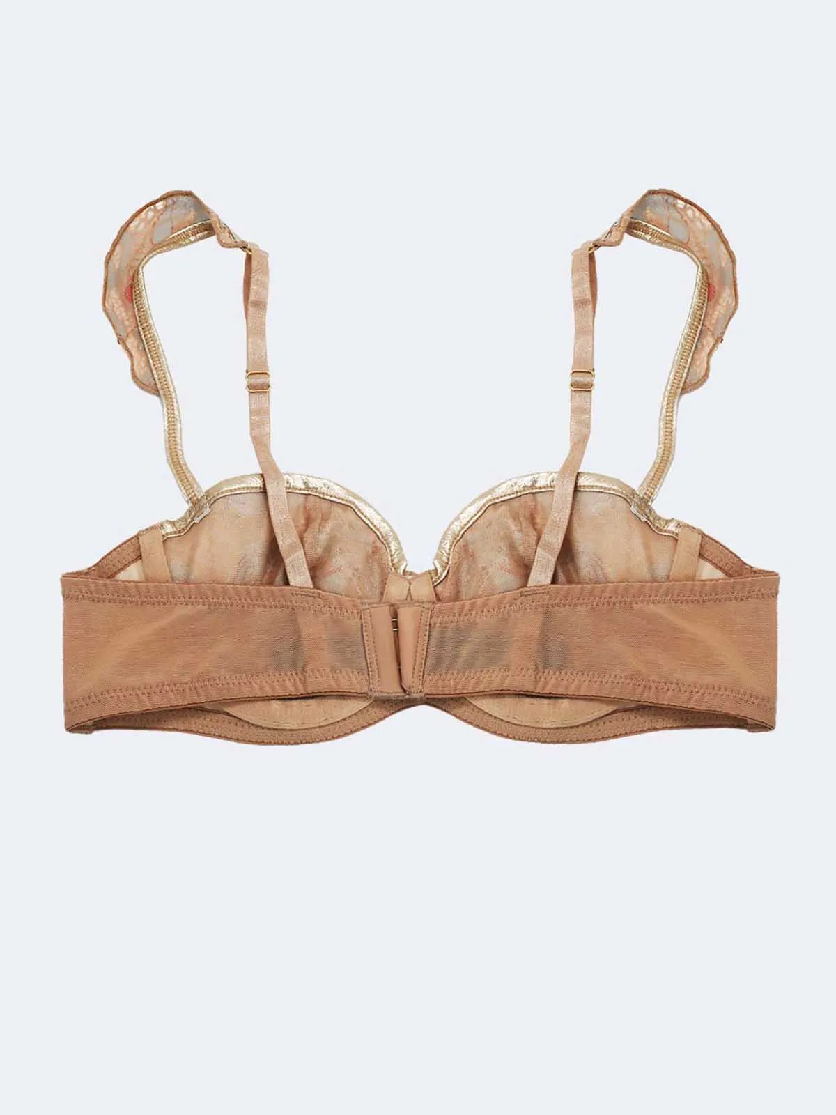 Quinn Gold Leather and Lace Bra