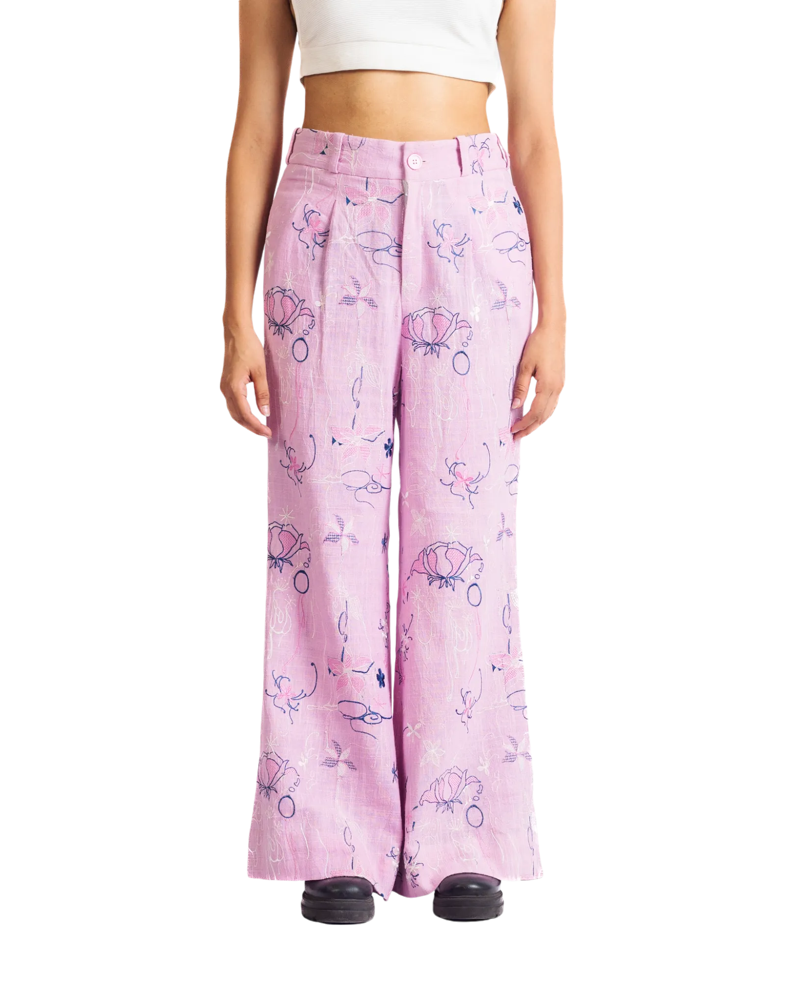 "THORNS AND ROSES" KHADDAR PANTS