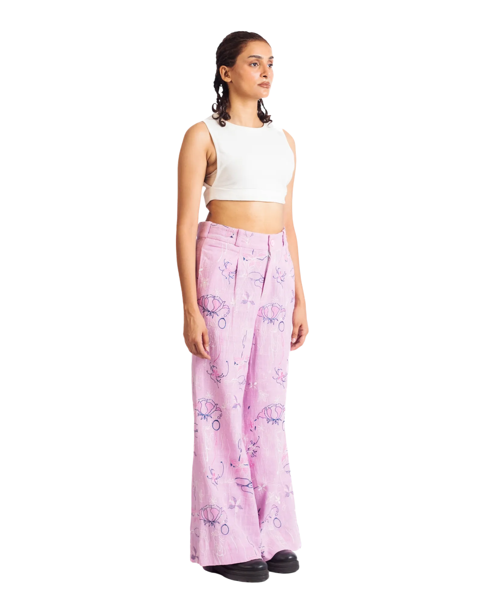 "THORNS AND ROSES" KHADDAR PANTS