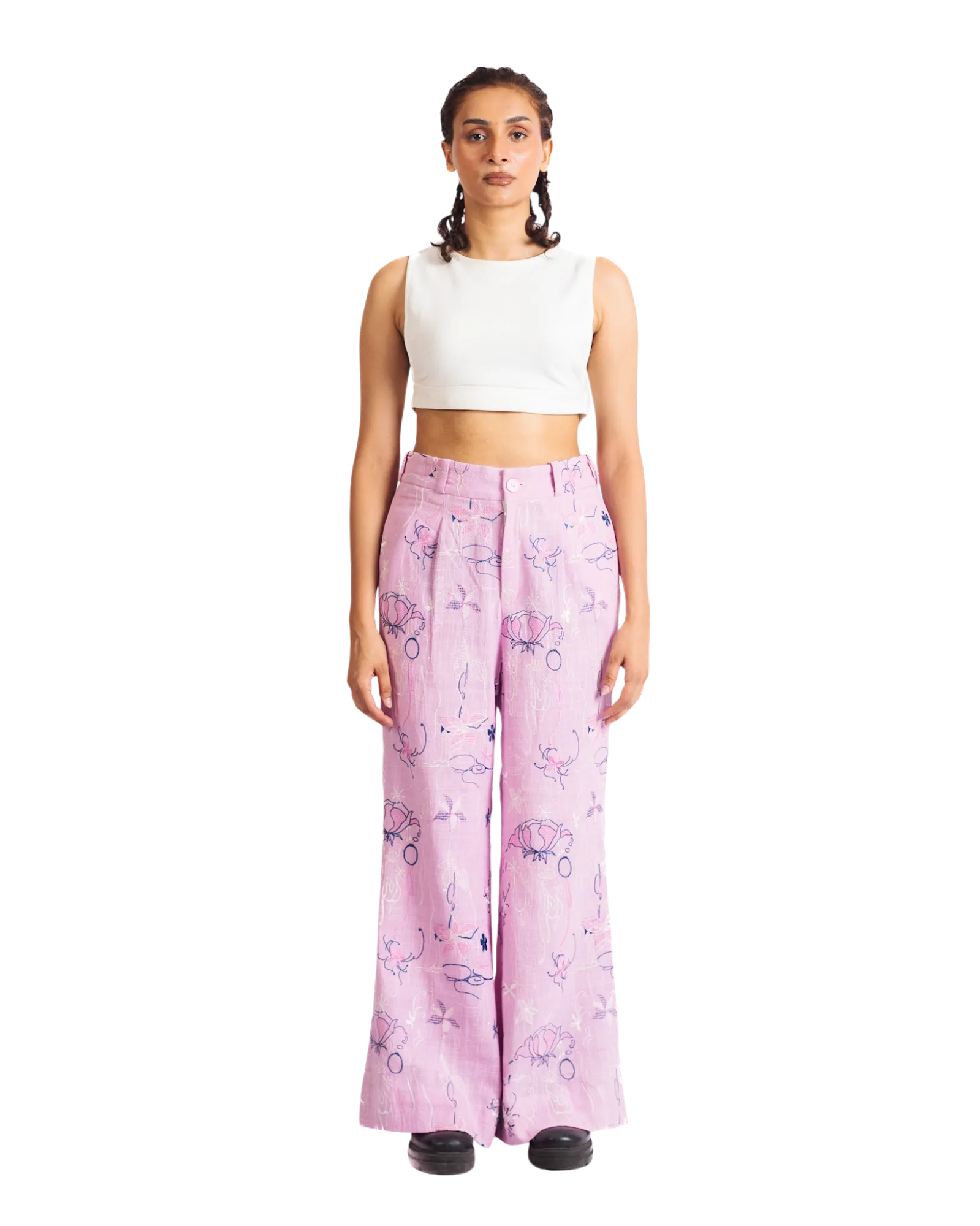 "THORNS AND ROSES" KHADDAR PANTS