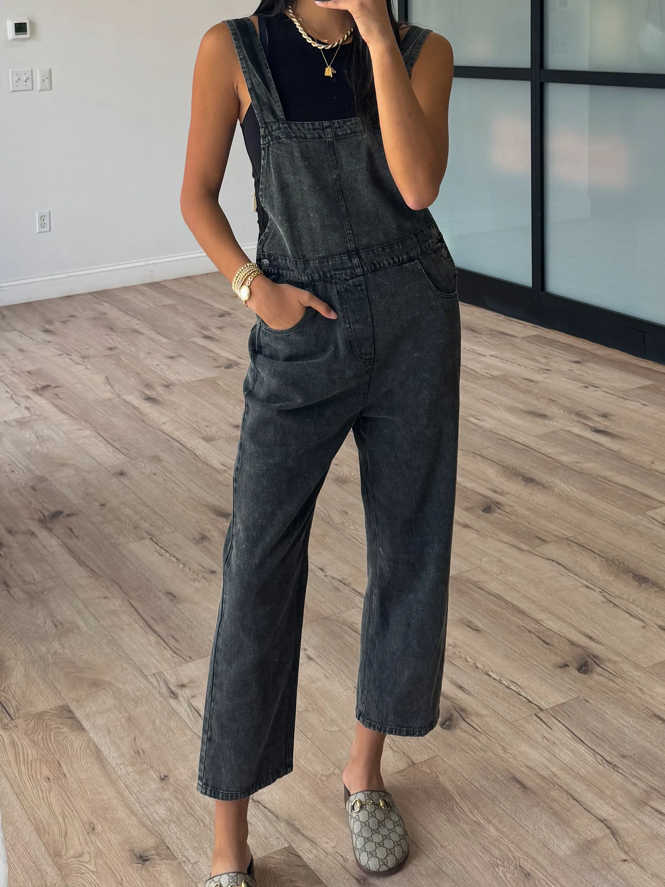 Reno Overalls | Washed Black