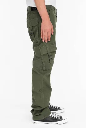 ROBINS NEW MILITARY STYLE CARGO PANTS IN GREEN ARMY