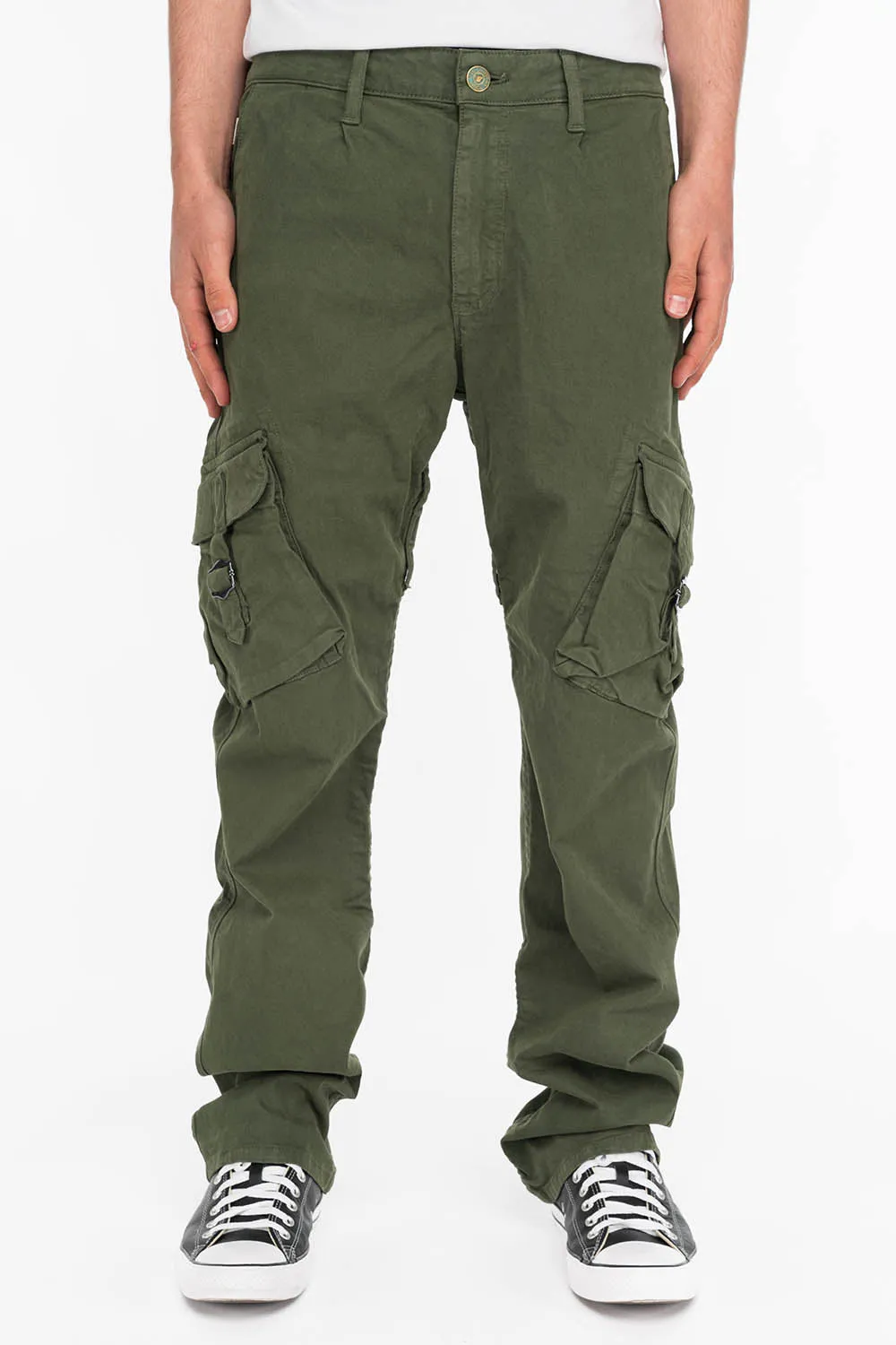 ROBINS NEW MILITARY STYLE CARGO PANTS IN GREEN ARMY