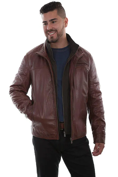 Scully Mens Antique Brown Leather Quilted Jacket