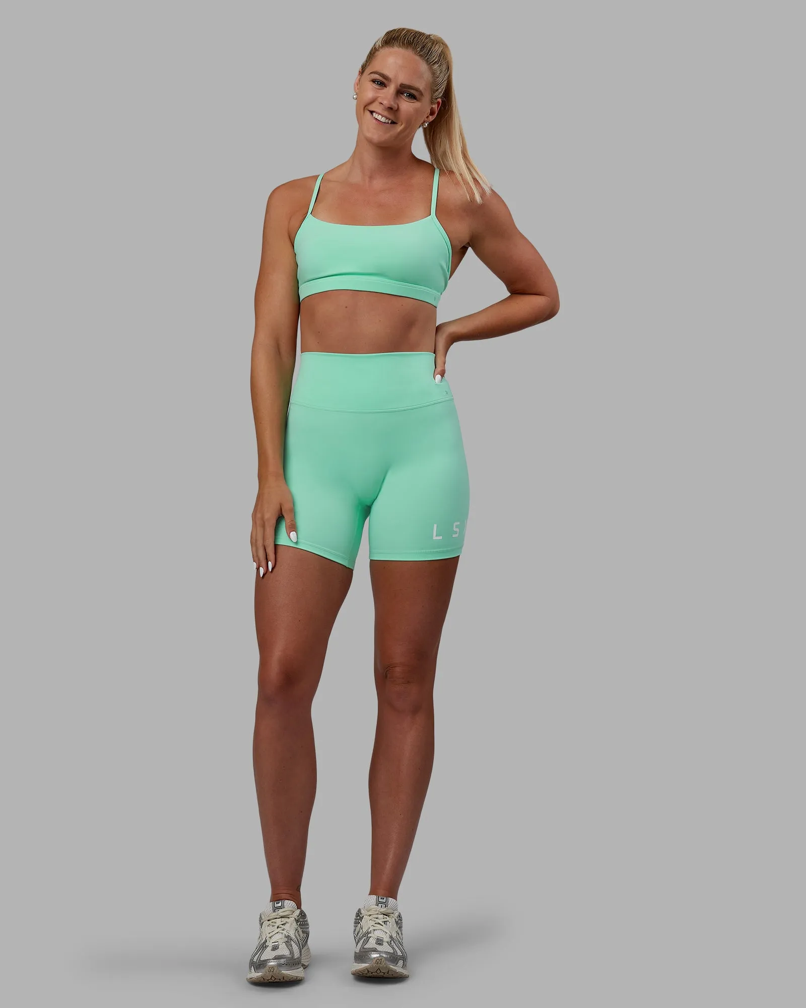 Shayna Jack X LSKD Evolved Mid-Length Shorts - Ice Green-White