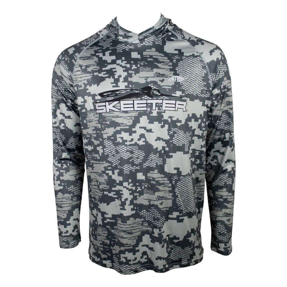 Skeeter AFTCO Hooded Tactical Performance Long Sleeve - Grey Digi Camo