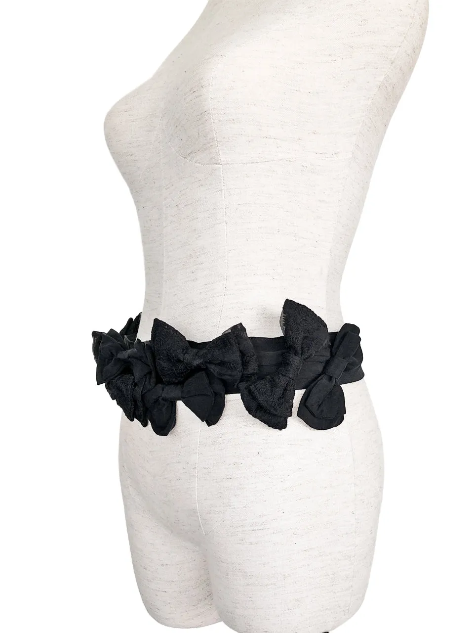 Surprise Sale! Black Shades Patch Fabric Playful Bows Belt