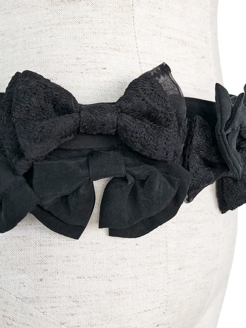 Surprise Sale! Black Shades Patch Fabric Playful Bows Belt