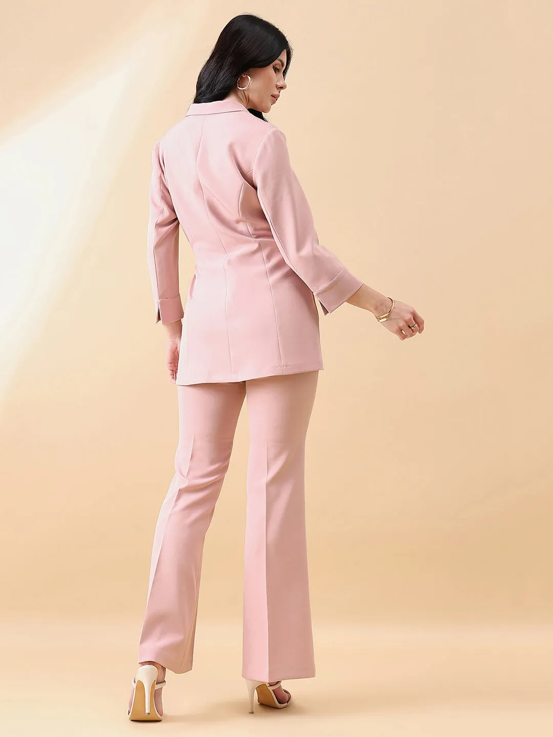 Tie Stretch Pant Suit - Pink