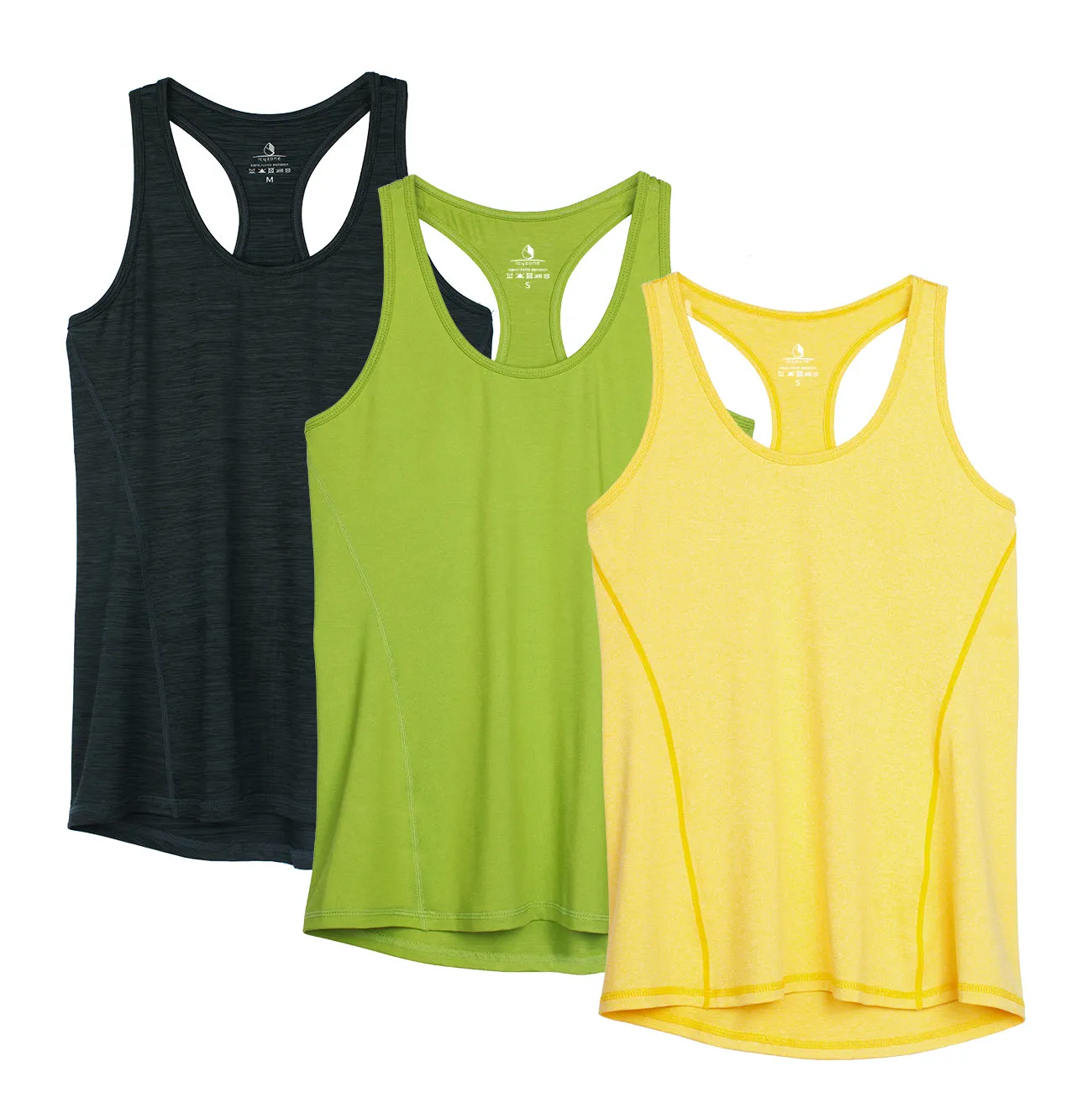 TK9-P icyzone Activewear Running Workouts Clothes Yoga Racerback Tank Tops for Women (Pack of 3)