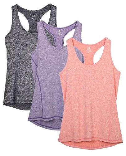 TK9-P icyzone Activewear Running Workouts Clothes Yoga Racerback Tank Tops for Women (Pack of 3)