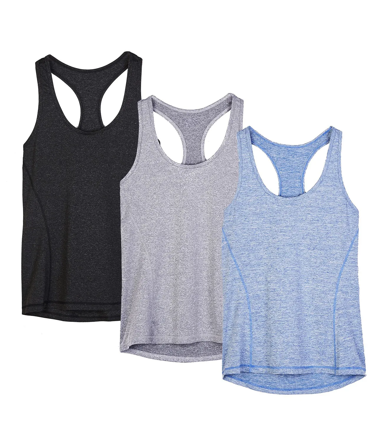 TK9-P icyzone Activewear Running Workouts Clothes Yoga Racerback Tank Tops for Women (Pack of 3)