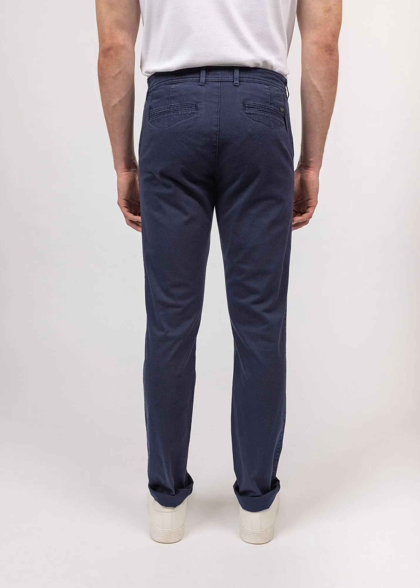 Voile Eté chino pants - in stretch cotton twill (MARINE)