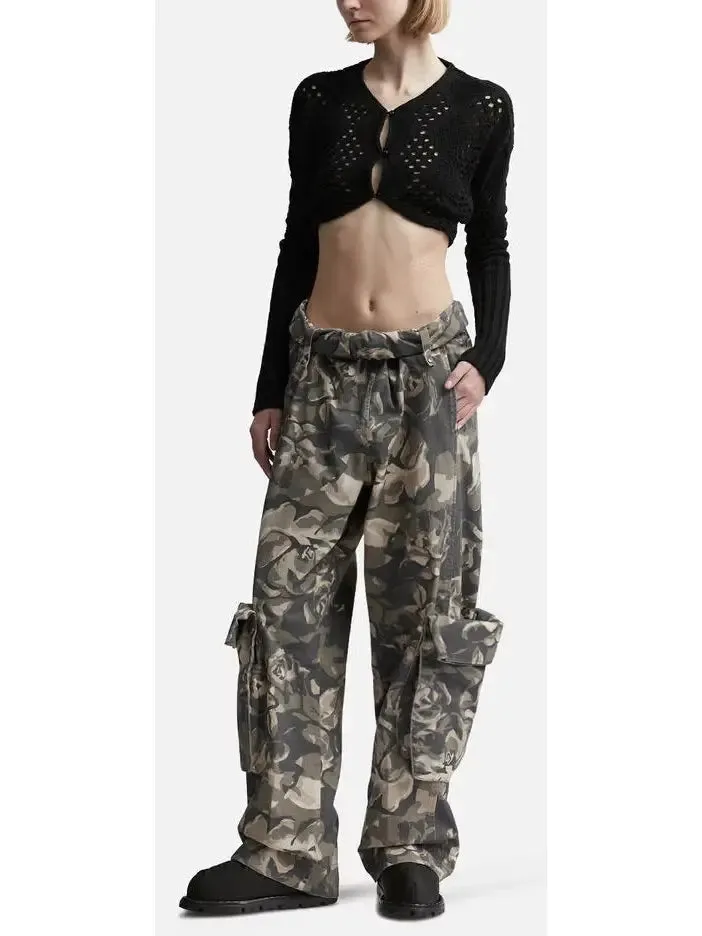 Women’s Camouflage Cargo Pants with Rolled Waist