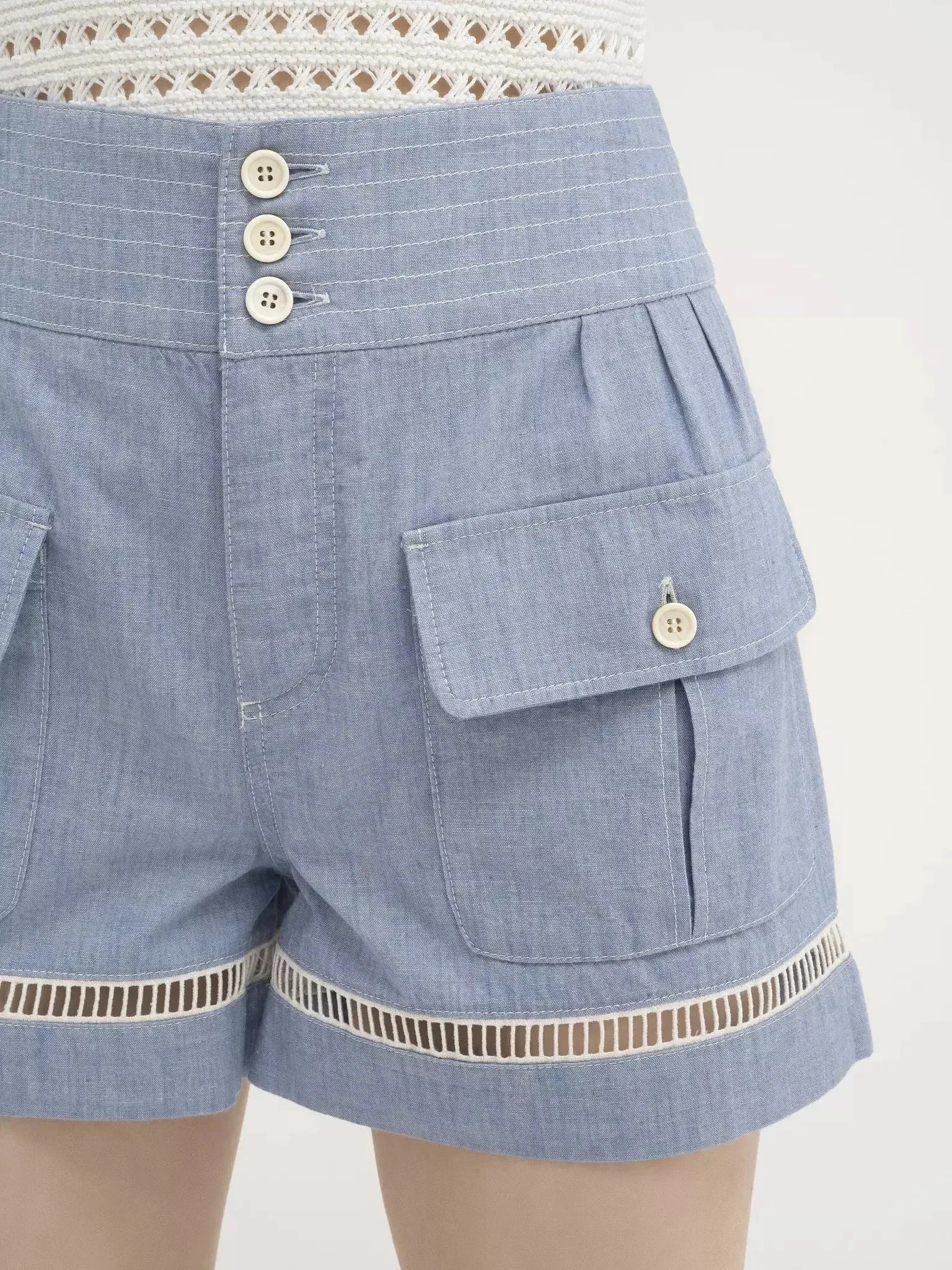 Women’s Cotton Denim Chambray Shorts