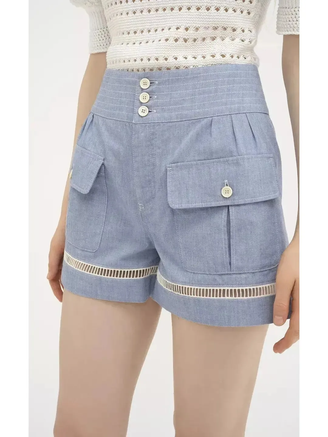 Women’s Cotton Denim Chambray Shorts