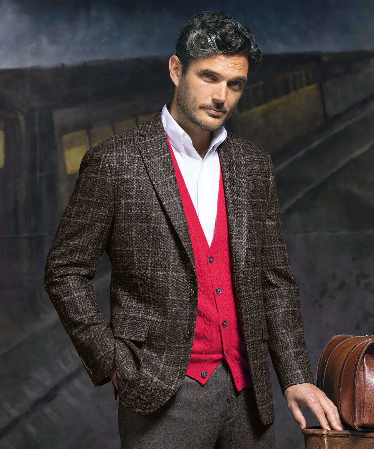 Wool-Cashmere Plaid Sport Coat